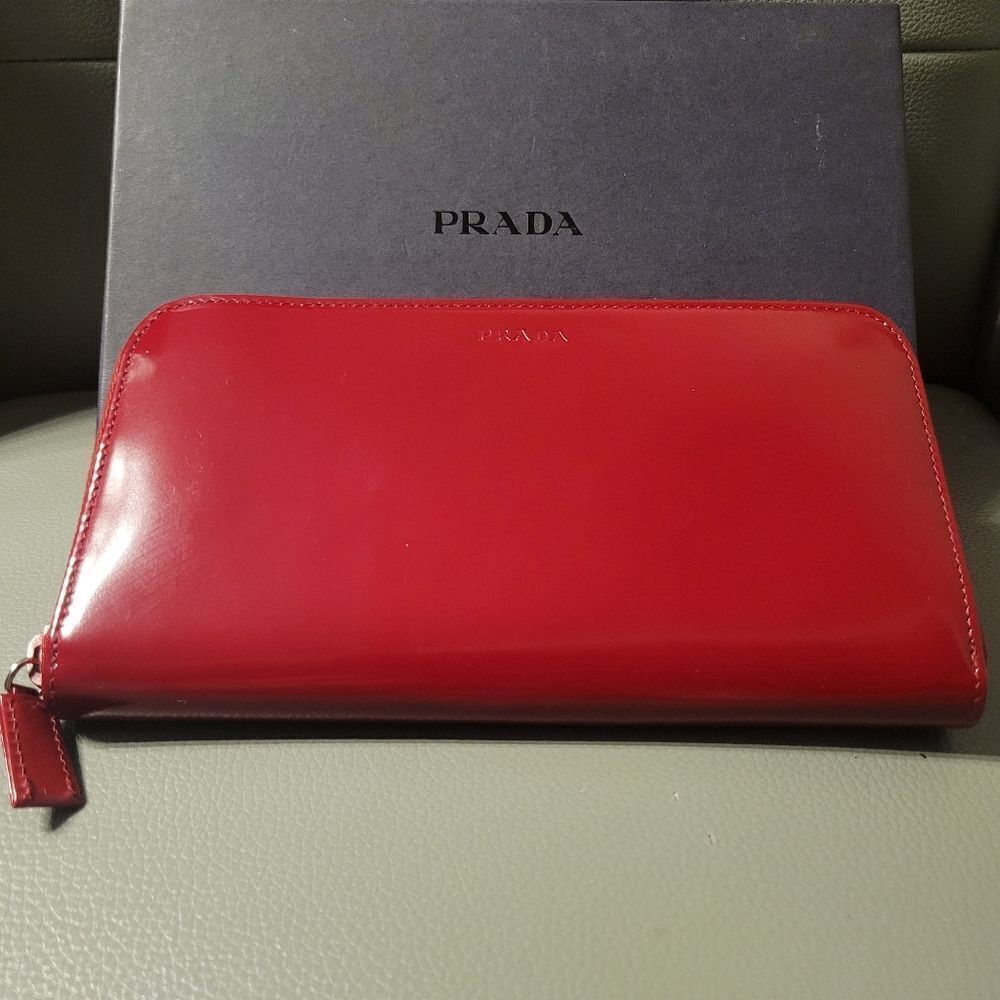 Prada Red Leather Wallet.
